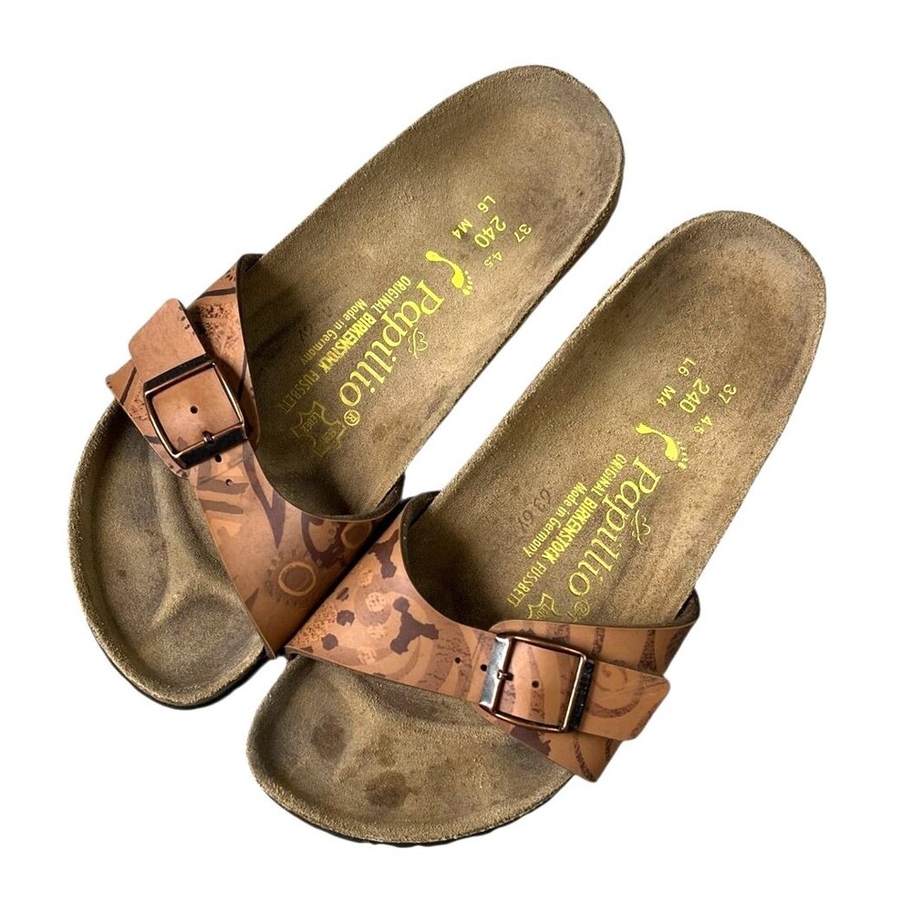 Papillio Birkenstock Tan Tribal Patterned Leather Madrid Sandals US 6 Gorpcore